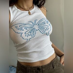 ✨🦋HANDDRAWN Y2K BUTTERFLY BABY TANKS🦋✨
